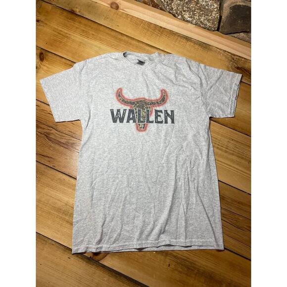 Morgan Wallen Women's Grey WALLEN T-shirt. Size M. Gildan Shirt. Leopard Cow - Picture 1 of 5